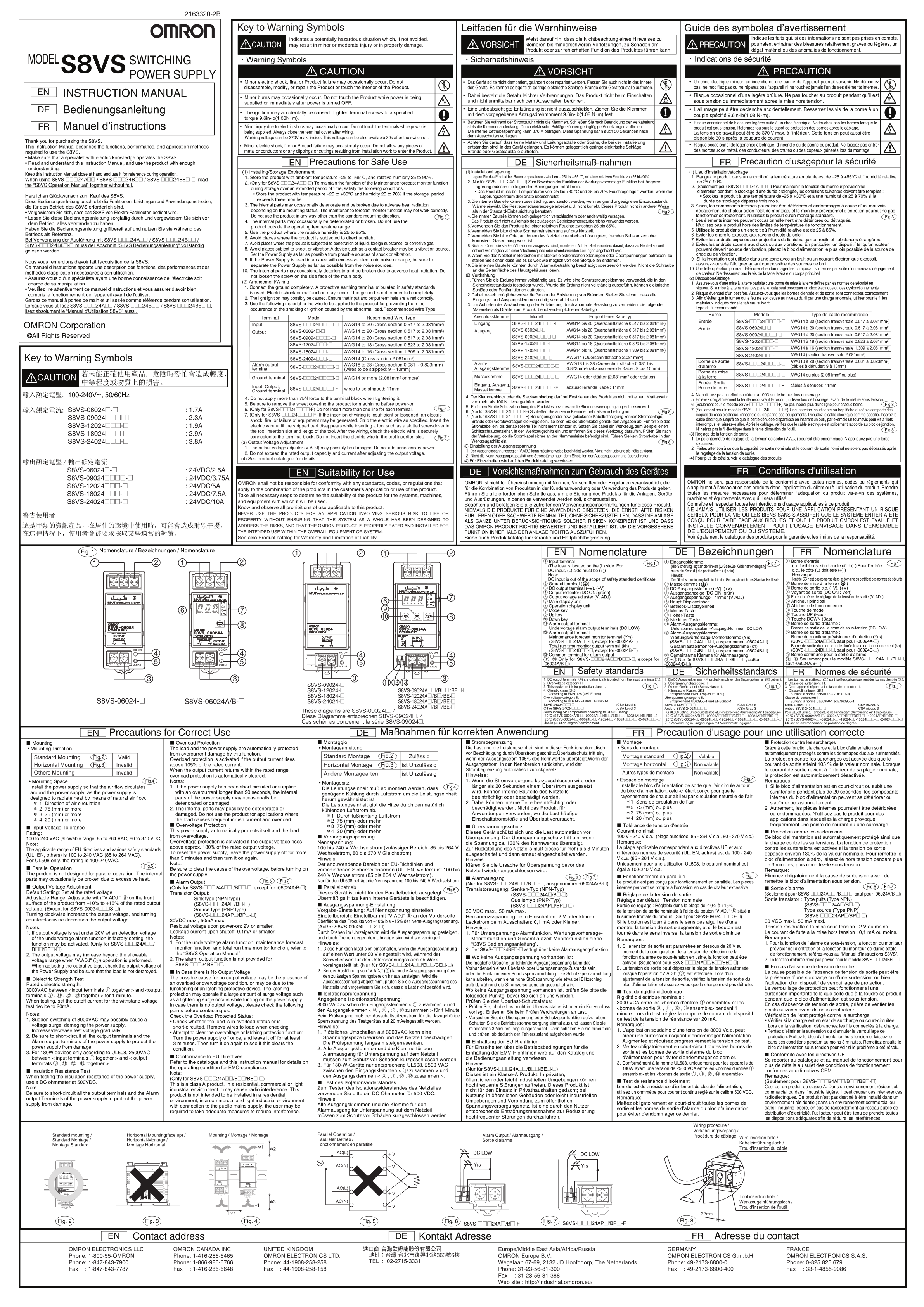 开关电源S8VS-24024B手册欧姆龙S8VS-24024B指导手册