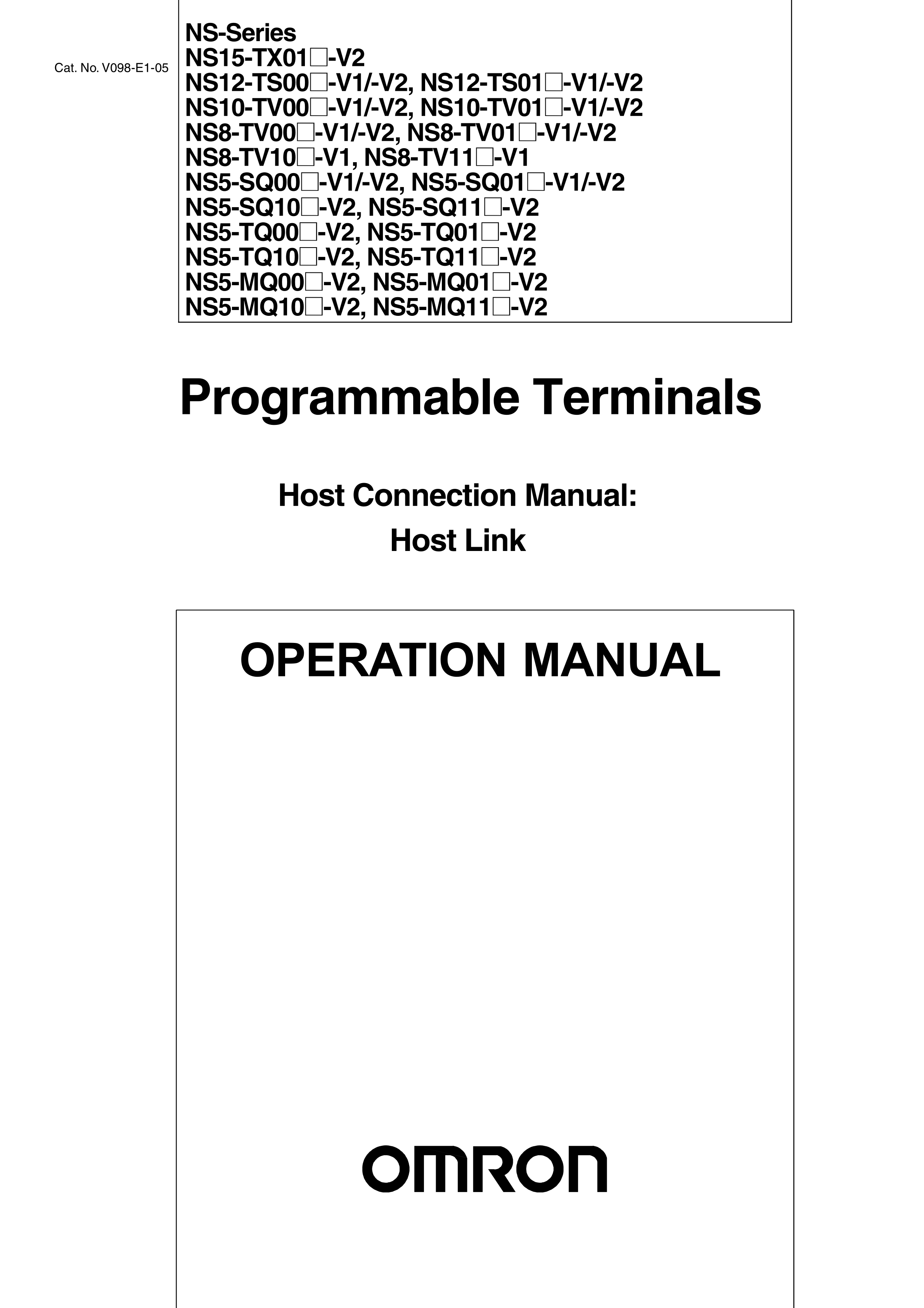 欧姆龙NS8-TV10-V1主机连接操作手册NS8-TV10-V1手册