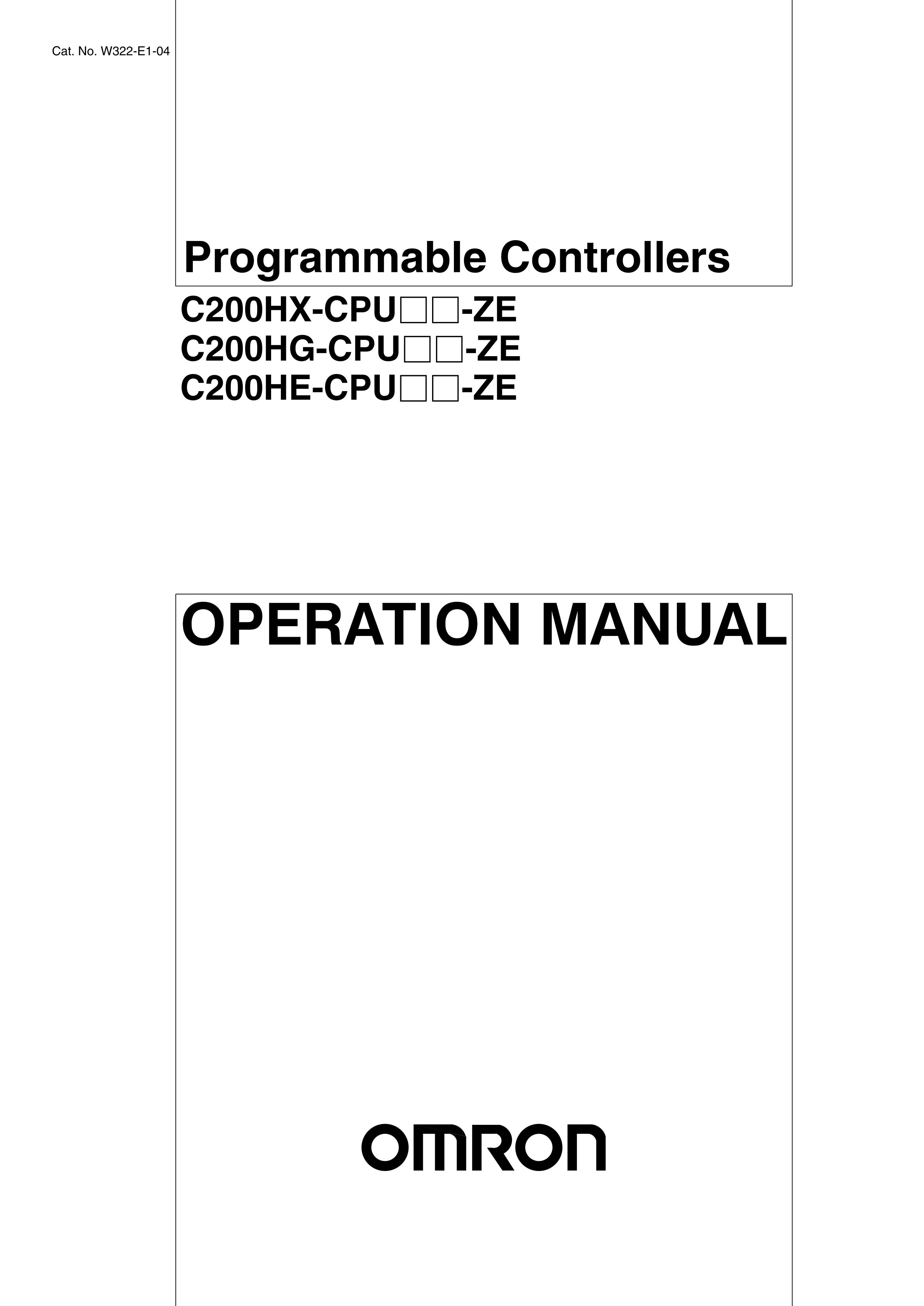 C200HG-CPU43-ZE手册欧姆龙可编程控制器C200HG-CPU43-ZE操作手册