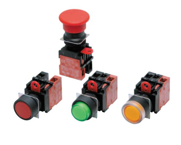 欧姆龙A22L-CG-24A-20M圆型φ22/φ25按钮开关形状：方形/凸出型LED带灯（无减压单元）
