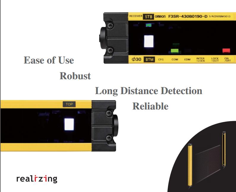 GT23标准支持SD存储卡及标准搭载以太网、RS-232、RS-422/485、USB host/device接口
安全光幕F3SR-430B0990-L