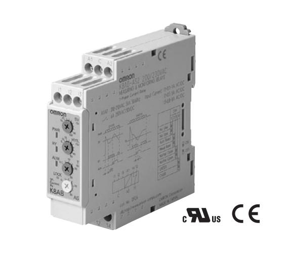 测量&监控继电器K8AB-AS2 24VAC/DC与欧姆龙以往产品相比高度减少约25％为控制柜的小型化作出贡献
