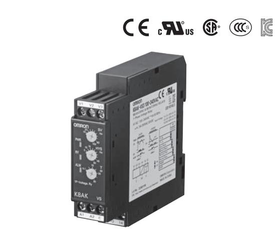 欧姆龙K8AK-VS3 100-240VAC单相电压继电器分辨率：0.2~0.3度
